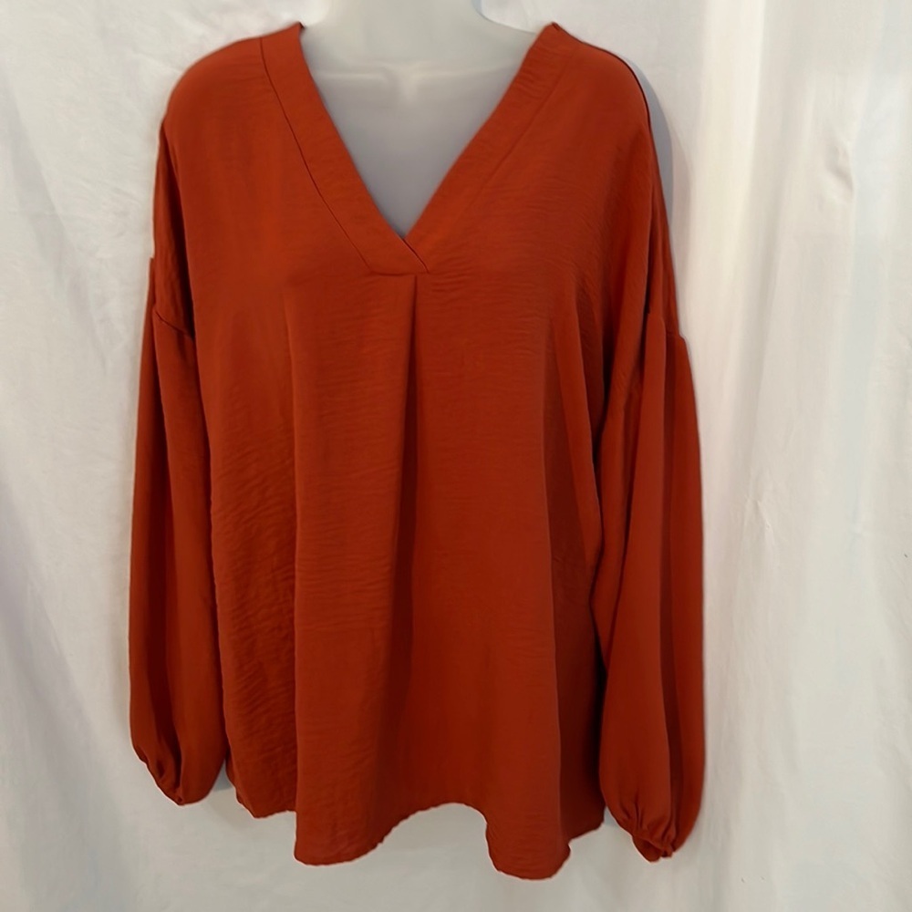 Cotton Blue Women Rust Shift Lightweight Top Size Large Loose Fit